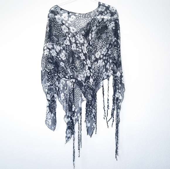 Vintage Mesmerize Silk Floral Animal Print Shawl - Picture 2 of 5